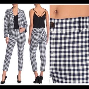J. Crew Navy and ivory houndstooth suit set. Jacket is S pants are size 4.